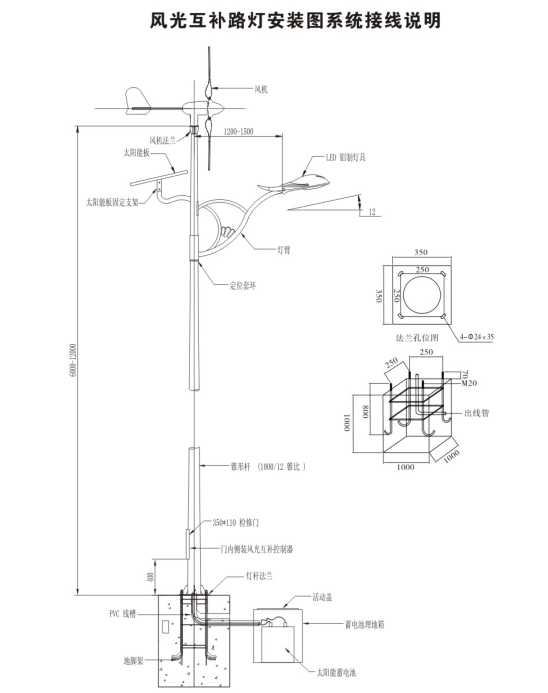 led风光互补太阳能路灯安装图